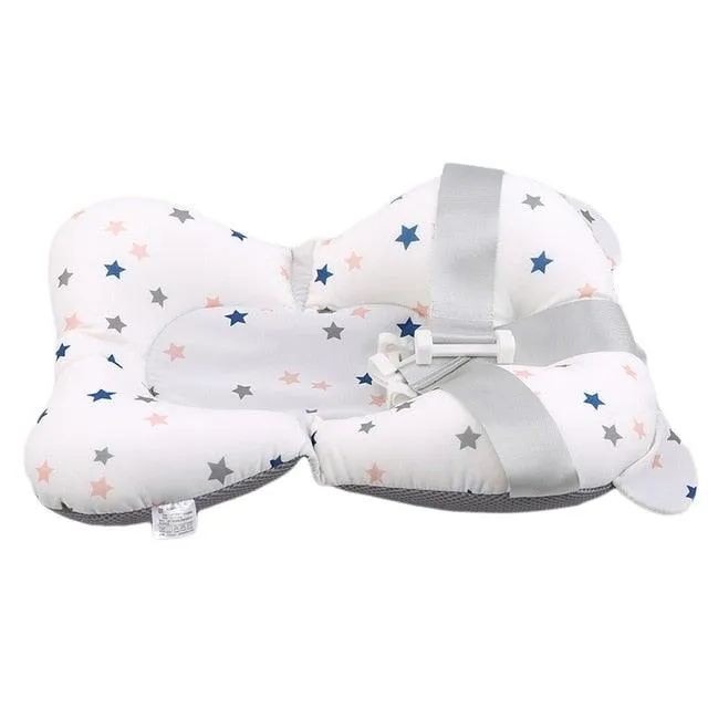 Non-Slip Bathtub Cushion Padded Seat with Safety Belts - Newborn Babies