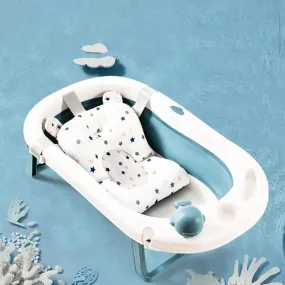 Non-Slip Bathtub Cushion Padded Seat with Safety Belts - Newborn Babies