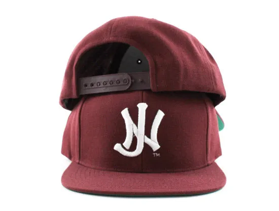 Old School NJ Snapback Hats (Maroon White)