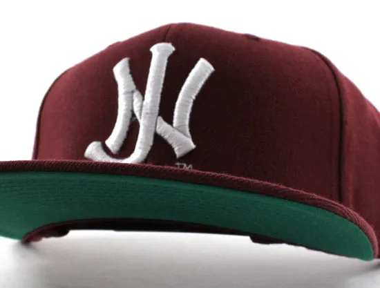 Old School NJ Snapback Hats (Maroon White)