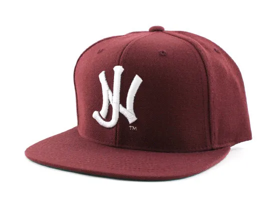 Old School NJ Snapback Hats (Maroon White)