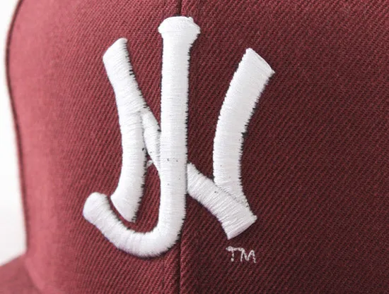 Old School NJ Snapback Hats (Maroon White)