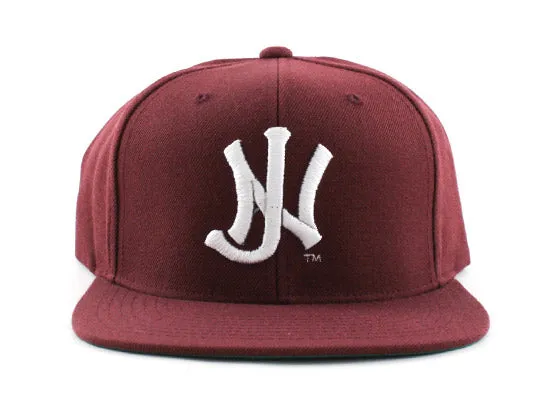 Old School NJ Snapback Hats (Maroon White)