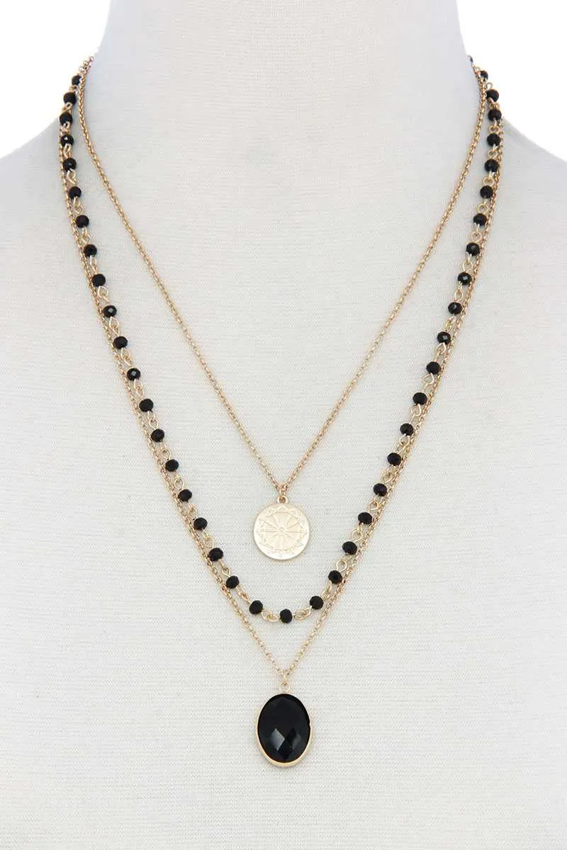 Oval Beaded Layered Necklace