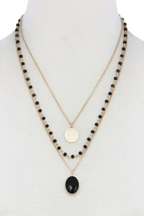 Oval Beaded Layered Necklace