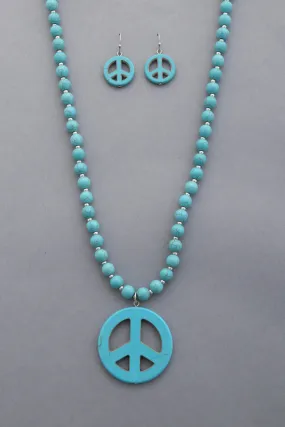 Peace Sign Pendant Beaded Necklace