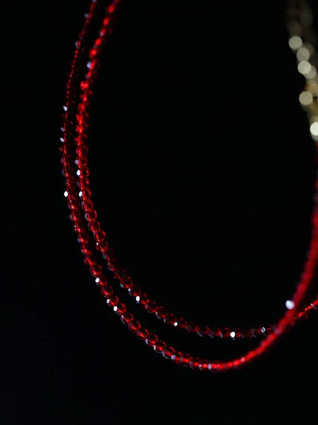 Red Spinels Small Gold Bean Necklaces