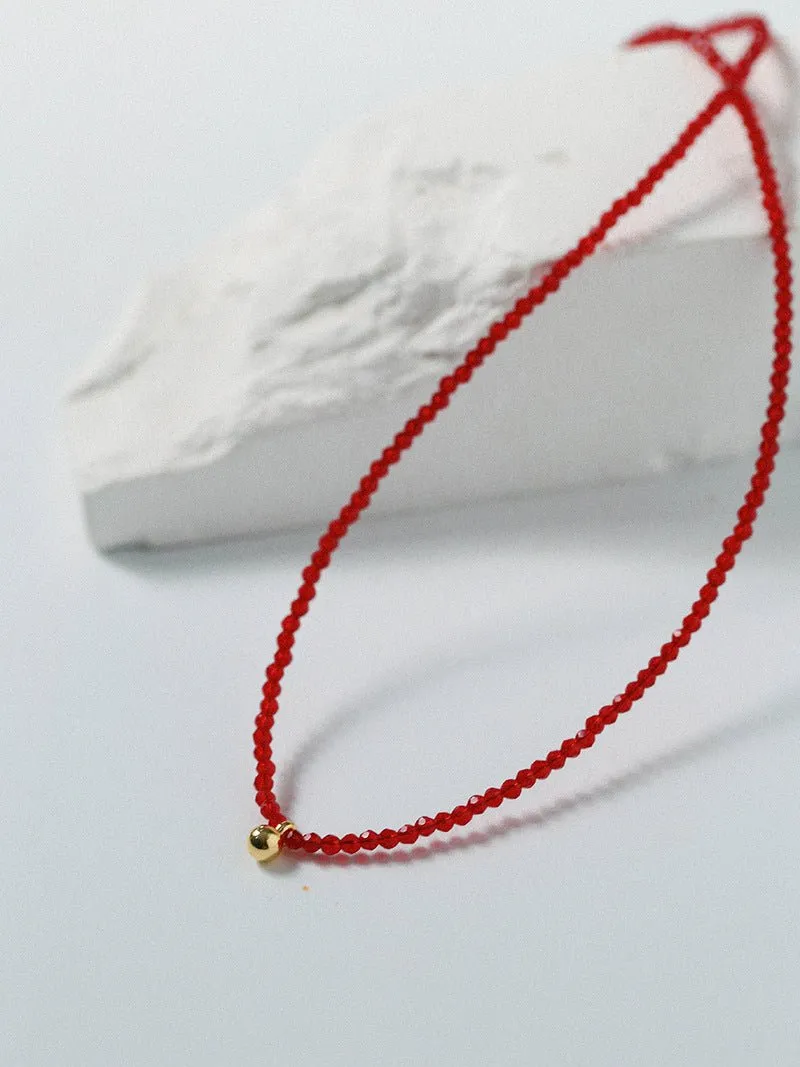 Red Spinels Small Gold Bean Necklaces