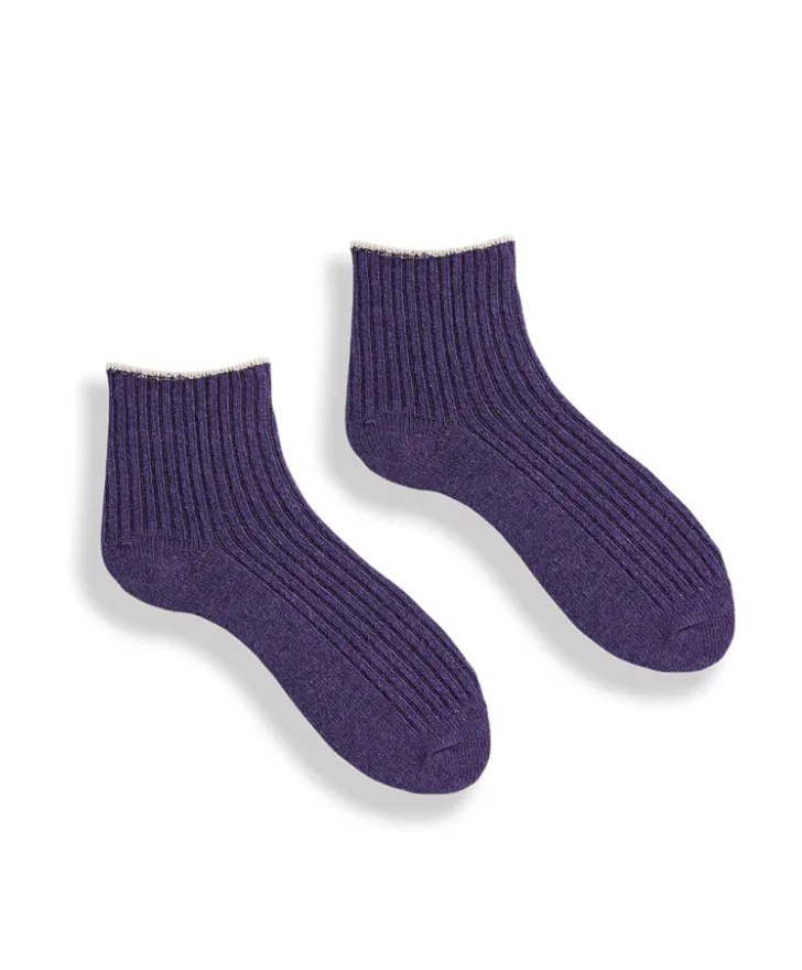 Ribbed cashmere blend short sock