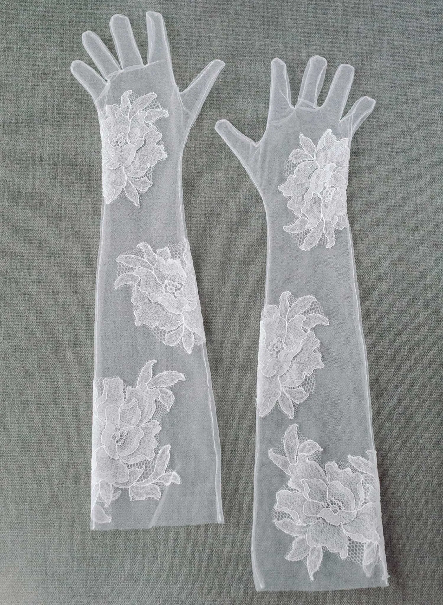 Sheer florals French lace long gloves - Style #2466