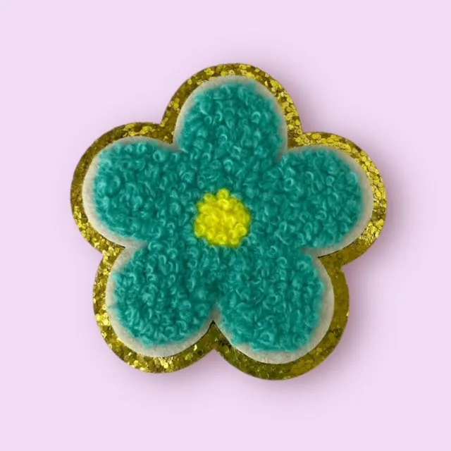 TEAL/GOLD FLOWER HAT PATCH