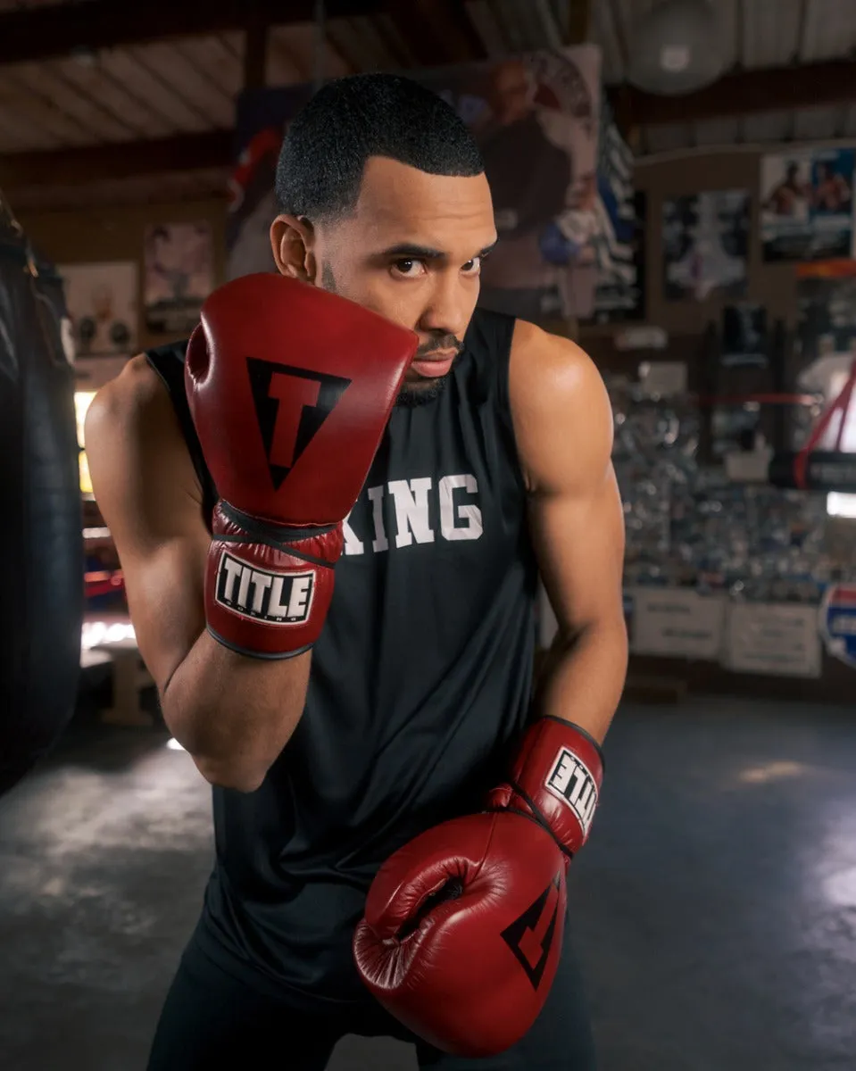 TITLE Boxing Blood Red Leather Sparring Gloves