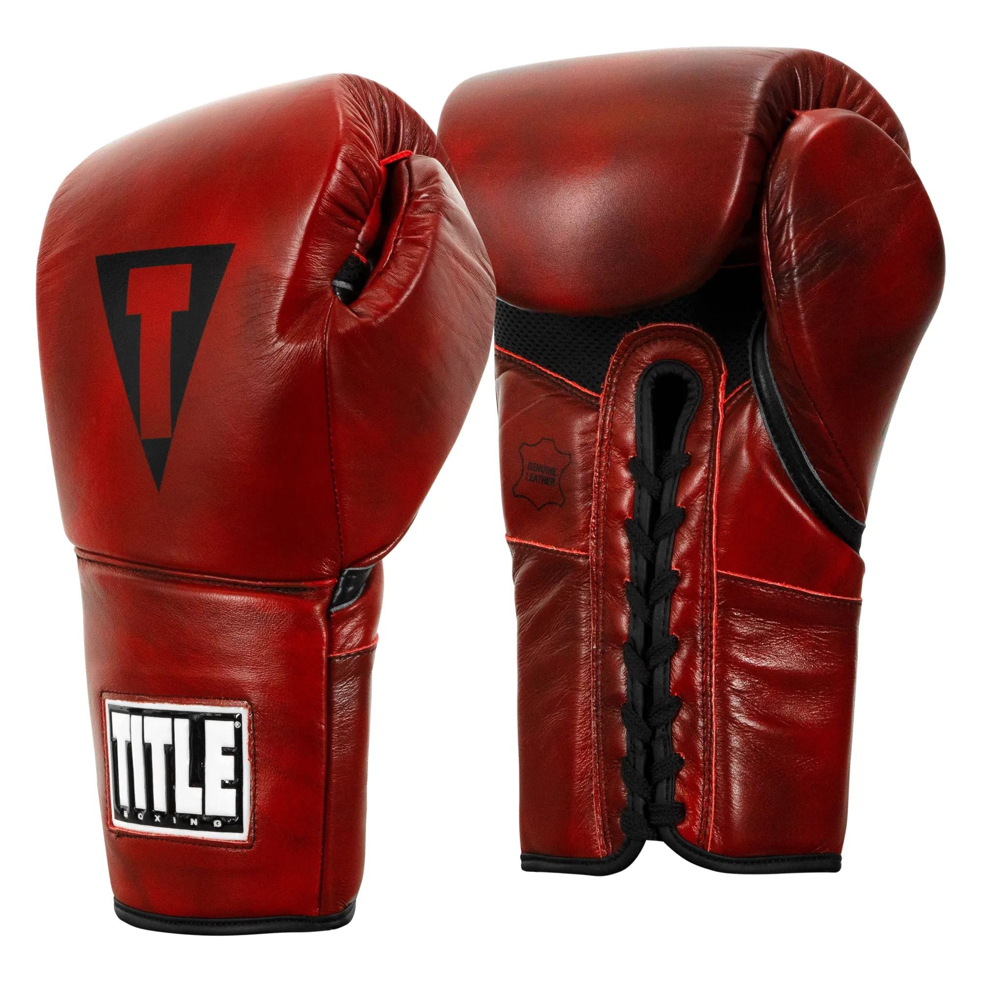 TITLE Boxing Blood Red Leather Sparring Gloves