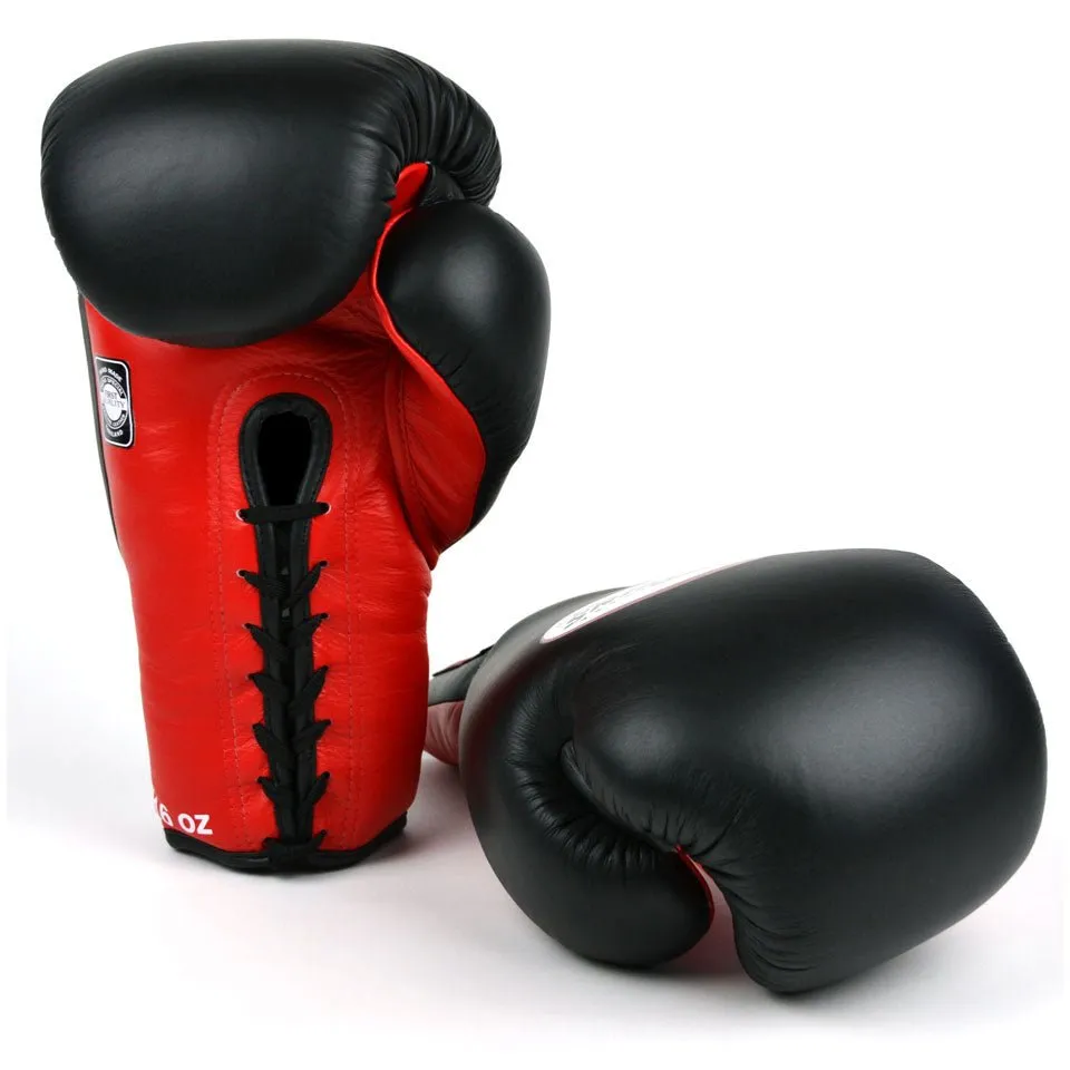 Twins BGLL1 Lace-up Sparring Gloves Black-Red