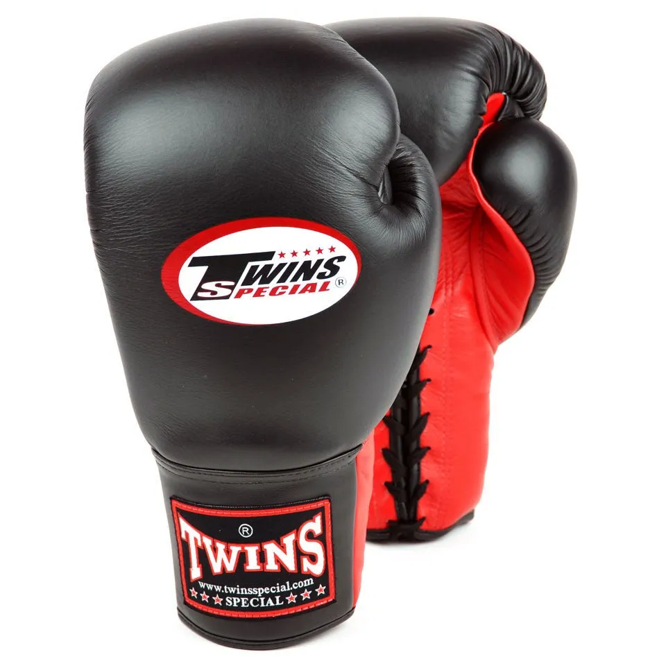 Twins BGLL1 Lace-up Sparring Gloves Black-Red