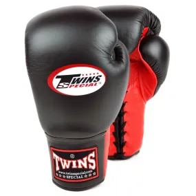 Twins BGLL1 Lace-up Sparring Gloves Black-Red