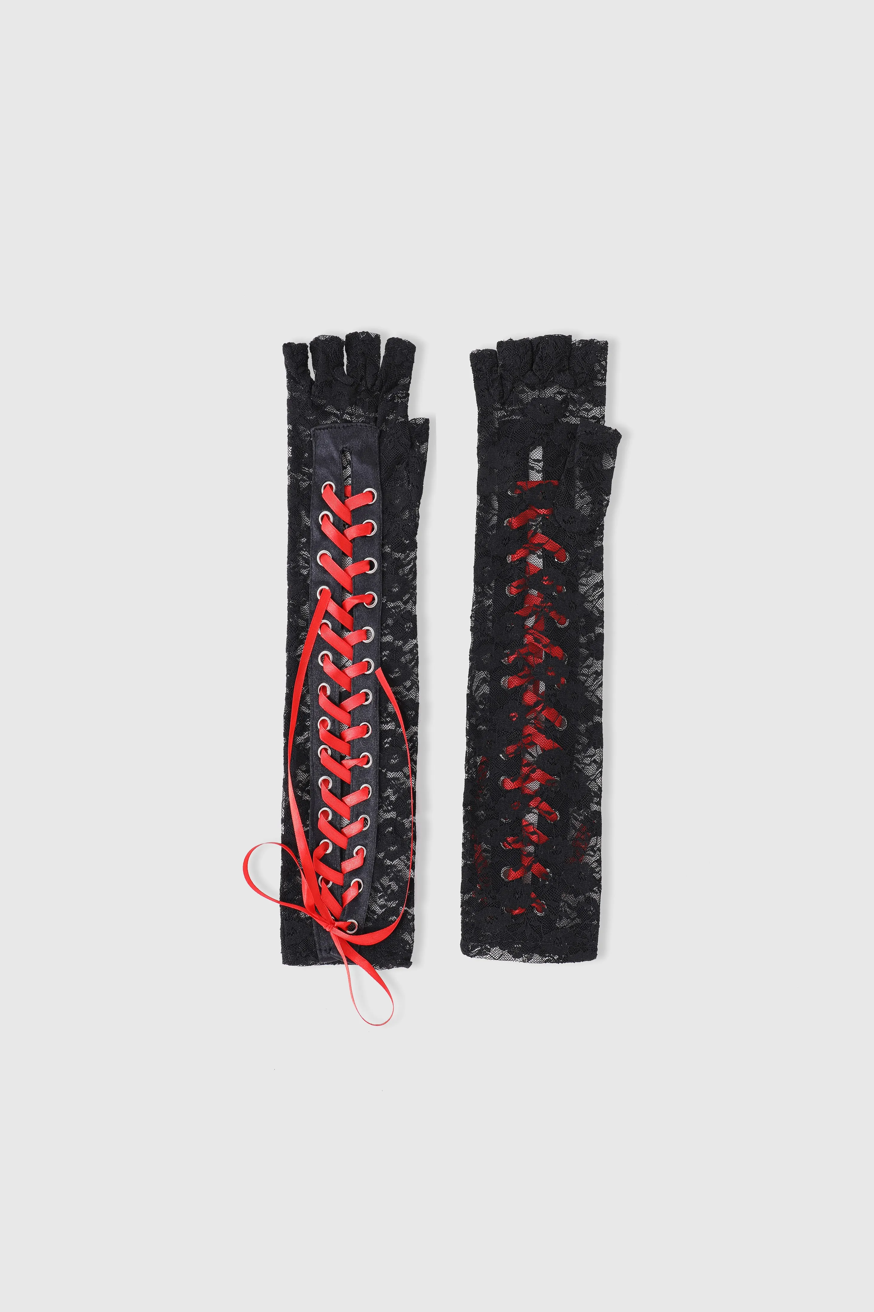 Vintage Lace Up Fingerless Gloves