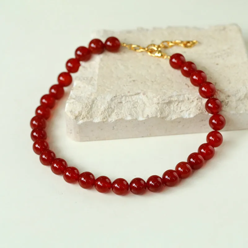 Vintage Red  Agate 12mm Round Beaded Necklace