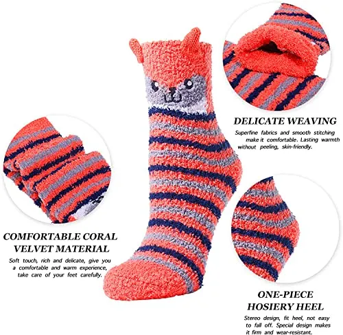 Women Socks Soft Fluffy Cozy Floor Bed Socks Casual Winter Birthday Gift for her 4 Pack