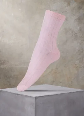 Women's 100% Cashmere Rib Sock in Light Pink