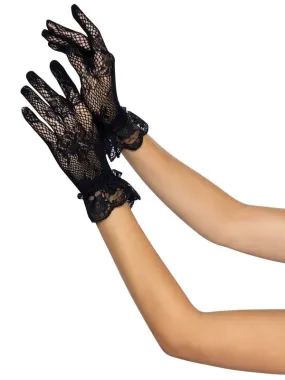 Wrist Length Lace Gloves Black